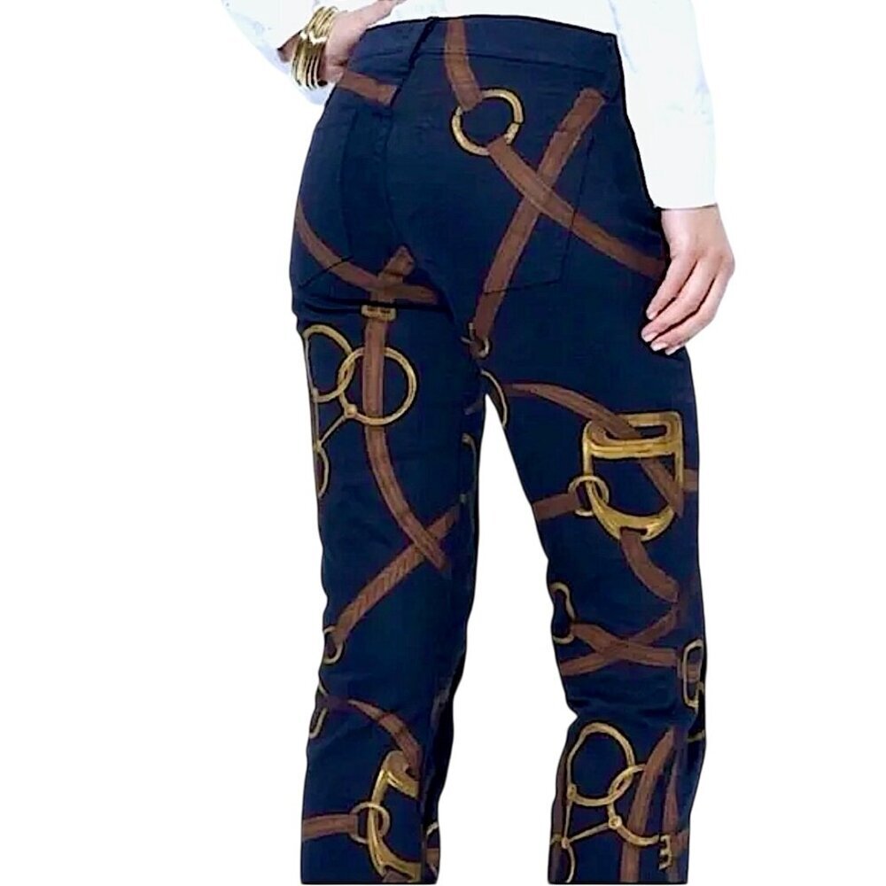 LAUREN JEANS COMPANY Equestrian Horsebit Bridle Print Midrise Jeans Western